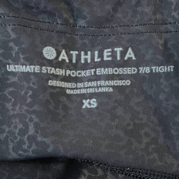 Athleta Black Ultimate Stash Pocket Embossed 7/8 Tight Side/Waist Pocket Size XS - Picture 10 of 16